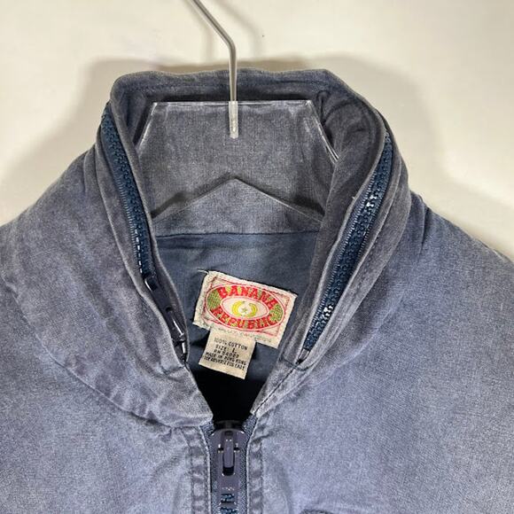 Vintage Banana Republic Women's Blue Safari Cargo Vest L Hoodie Full Zip - Picture 4 of 11